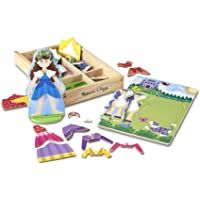 Melissa &amp- Doug - Juego de imitación- de muñecos de madera para vestir con piezas magnéticas - Princesa y caballo (35…